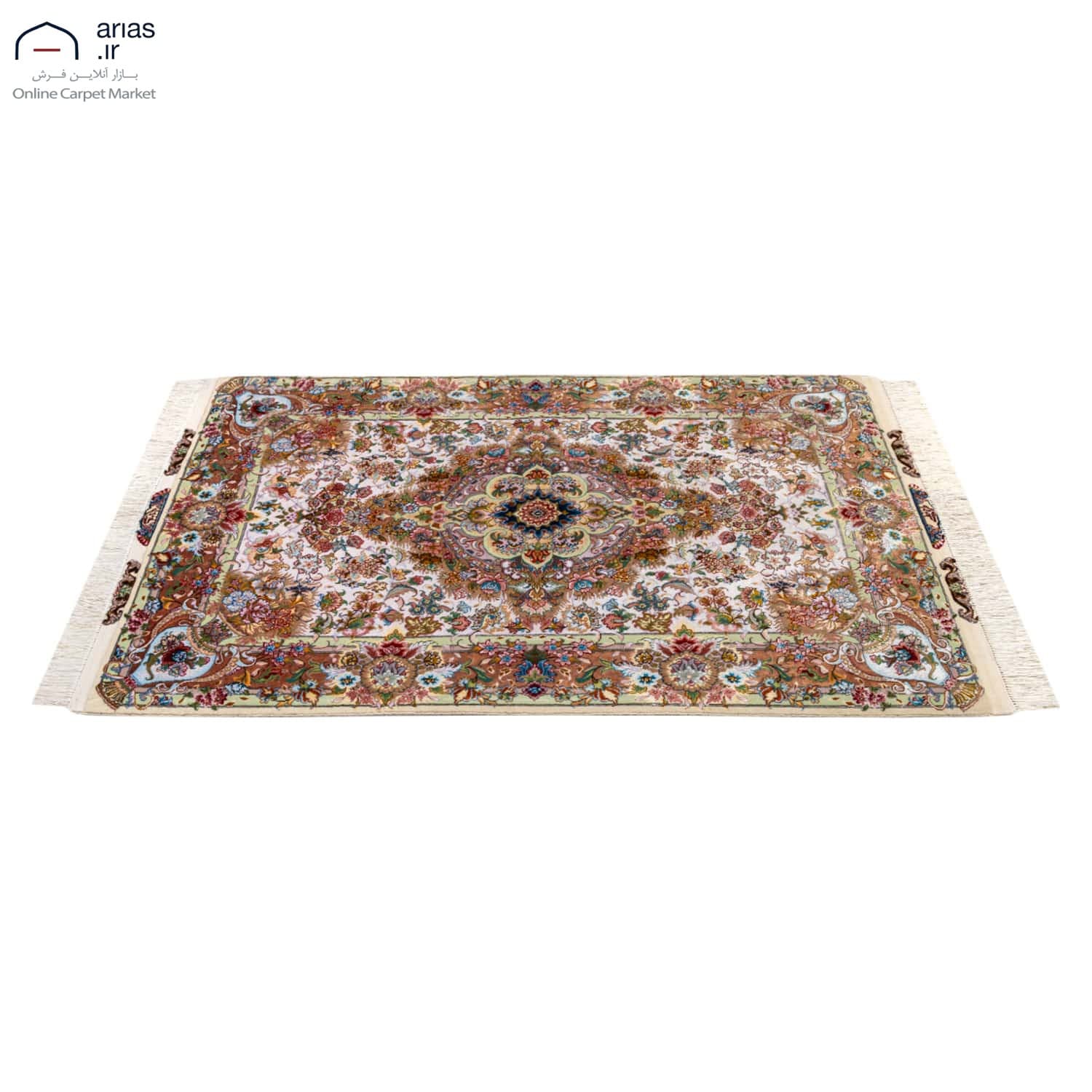 فرش دستباف ذرع و نیم خطیبی زمینه کرم بافت تبریز کد D02512T — تصویر ۵