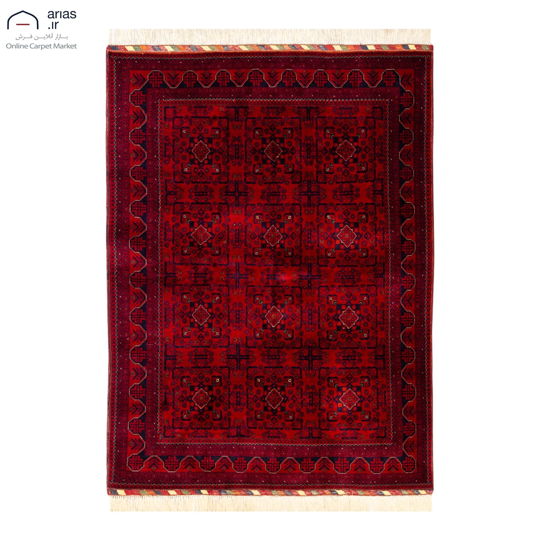 فرش دستباف سه متری کرک زمینه لاکی بافت افغان کد D04230A