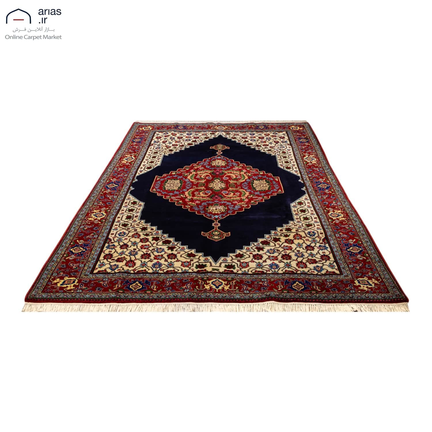 فرش دستباف شش متری زمینه مشکی بافت سنندج کد D02219A — تصویر ۲