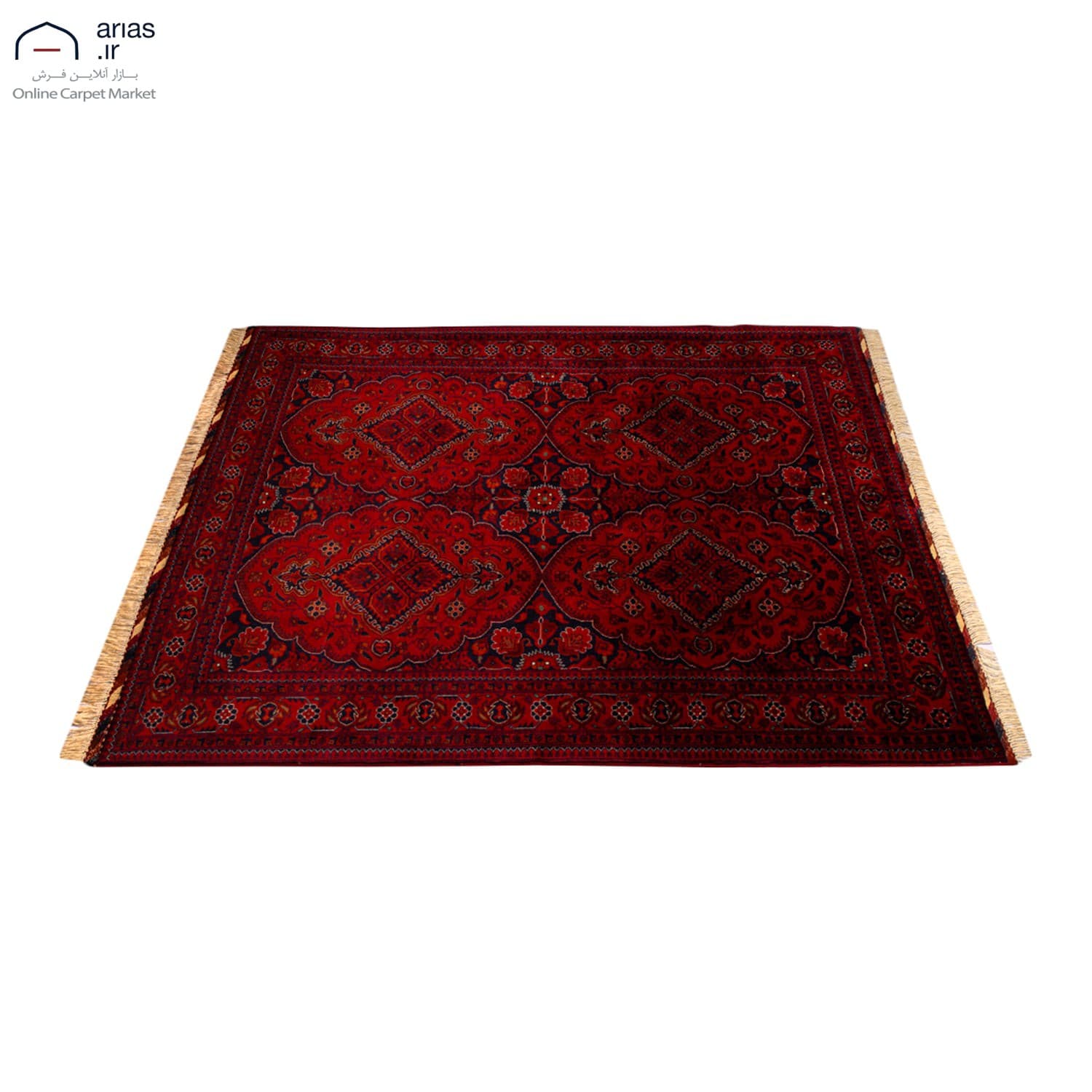 فرش دستباف سه متری کرک زمینه لاکی بافت افغان کد D02182A — تصویر ۴