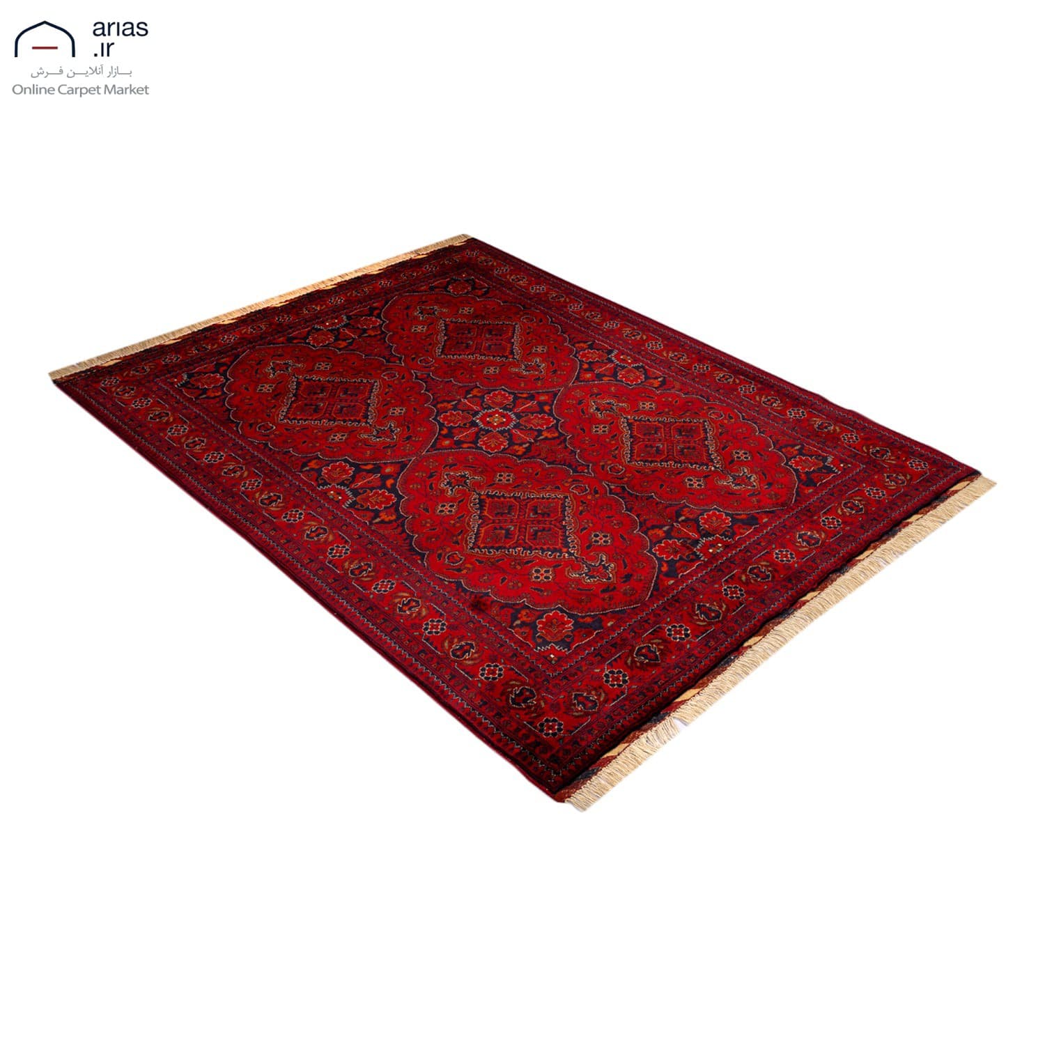 فرش دستباف سه متری کرک زمینه لاکی بافت افغان کد D02182A — تصویر ۳