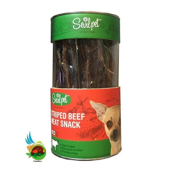 تشویقی سگ گوشت نواری گوساله سویل پت مدل Striped Beef Meat Snack وزن 80 گرم