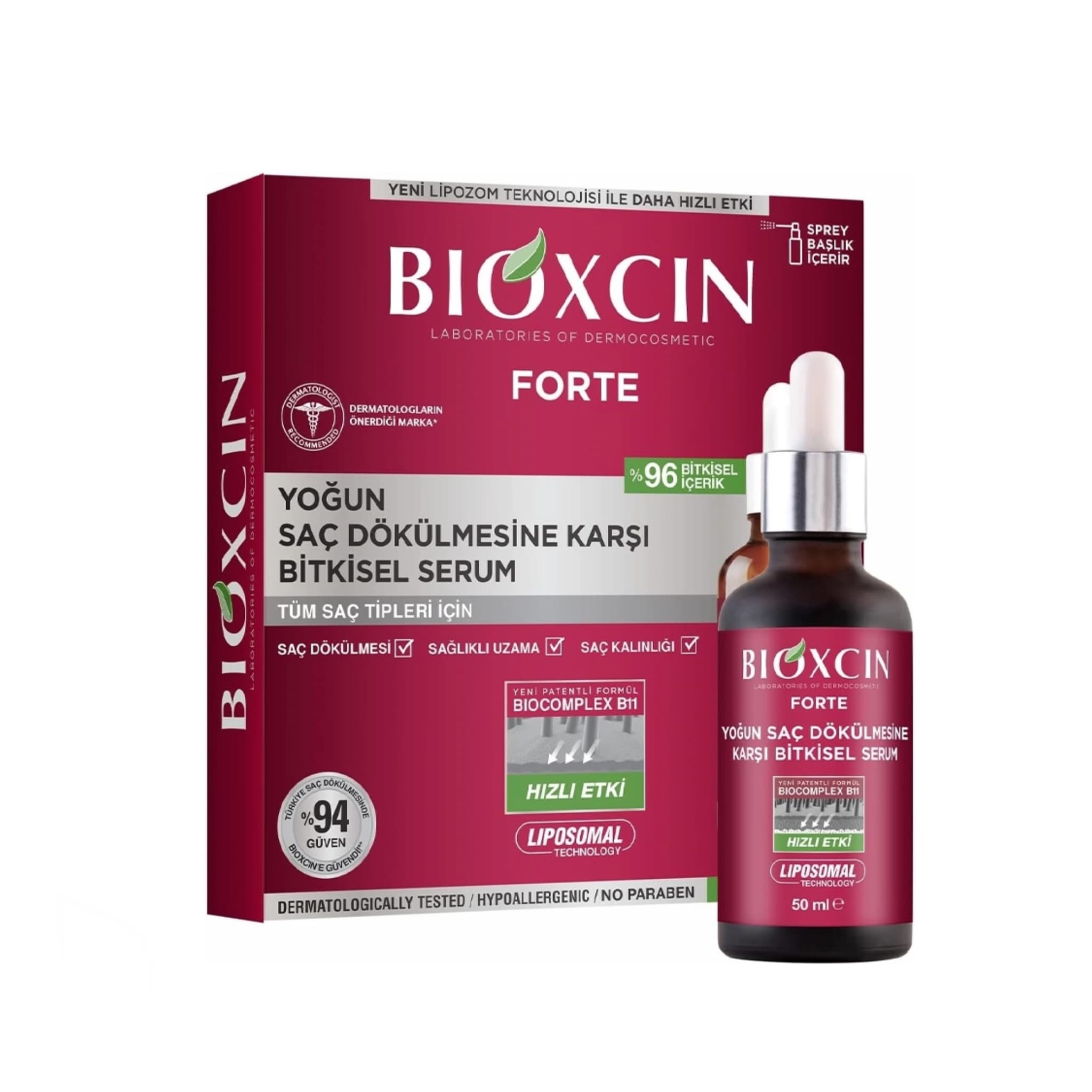 سرم ضد ریزش بیوکسین Bioxcin قرمز مدل فورت Forte — تصویر ۲
