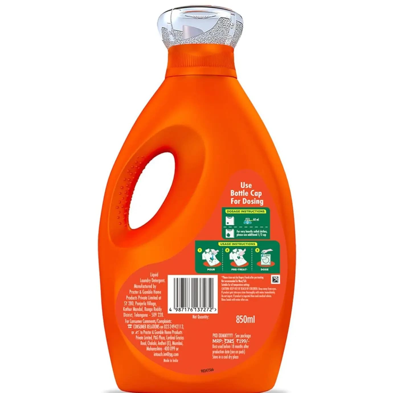 مایع لباسشویی تاید ماتیک لکه‌بر قوی بدون رسوب (درب از جلو) حجم 850 میلی‌لیتر Tide Matic Front Load — تصویر ۲