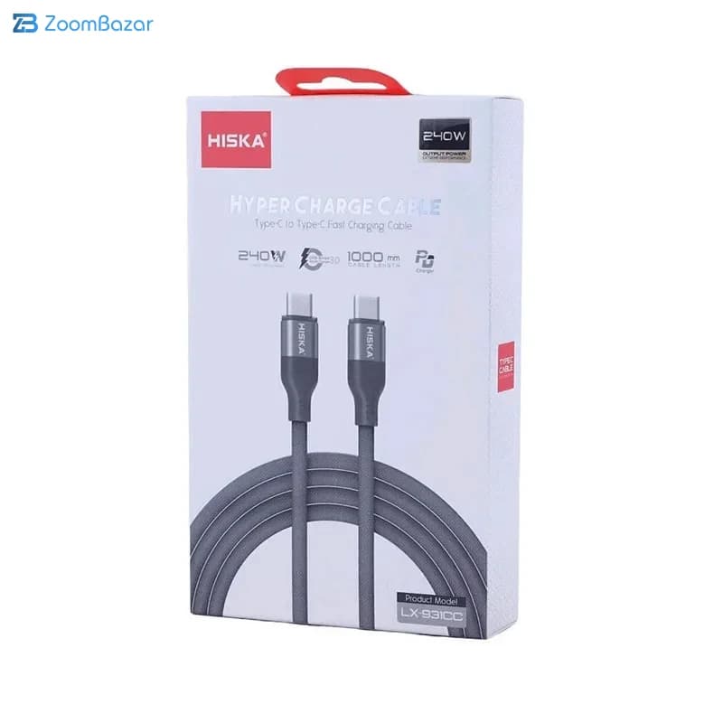 کابل تبدیل USB-C به USB-C هیسکا مدل LX-931CC طول 1 متر توان 60 وات — تصویر ۵