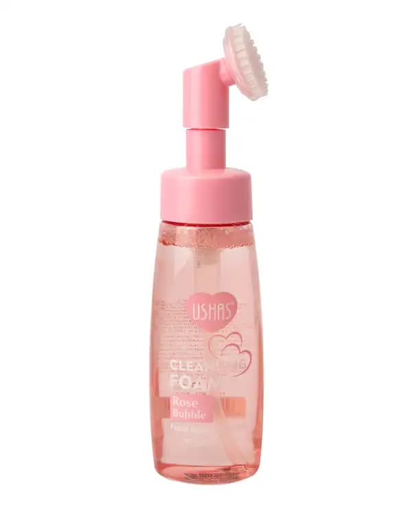 فوم شستشو صورت براش دار یوشاس Ushas مدل Rose Bubble حجم 150 میل