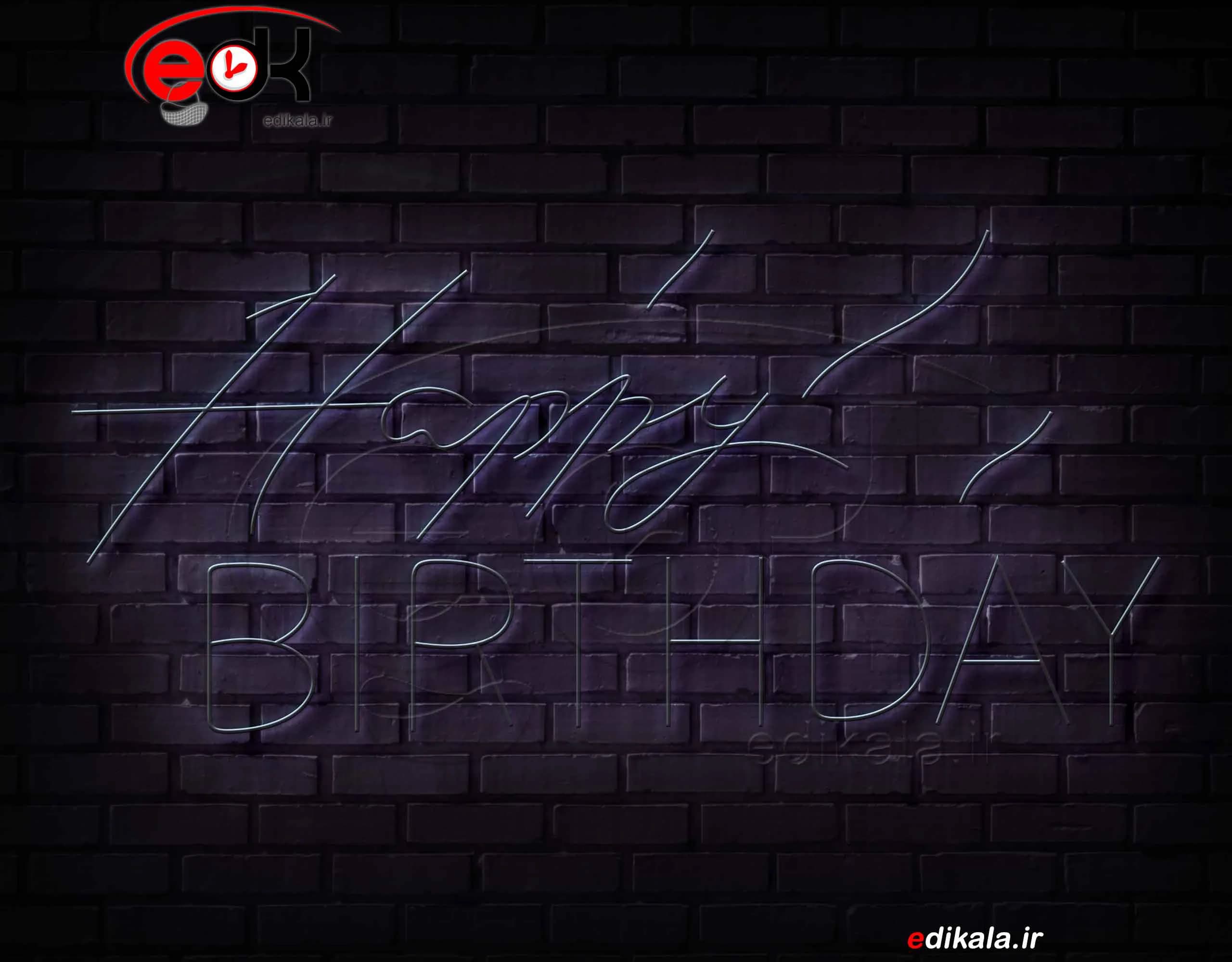 تابلو نئون طرح happy birthday شماره 15 در ابعاد مختلف +آداپتور+ فایل لایه باز — تصویر ۲
