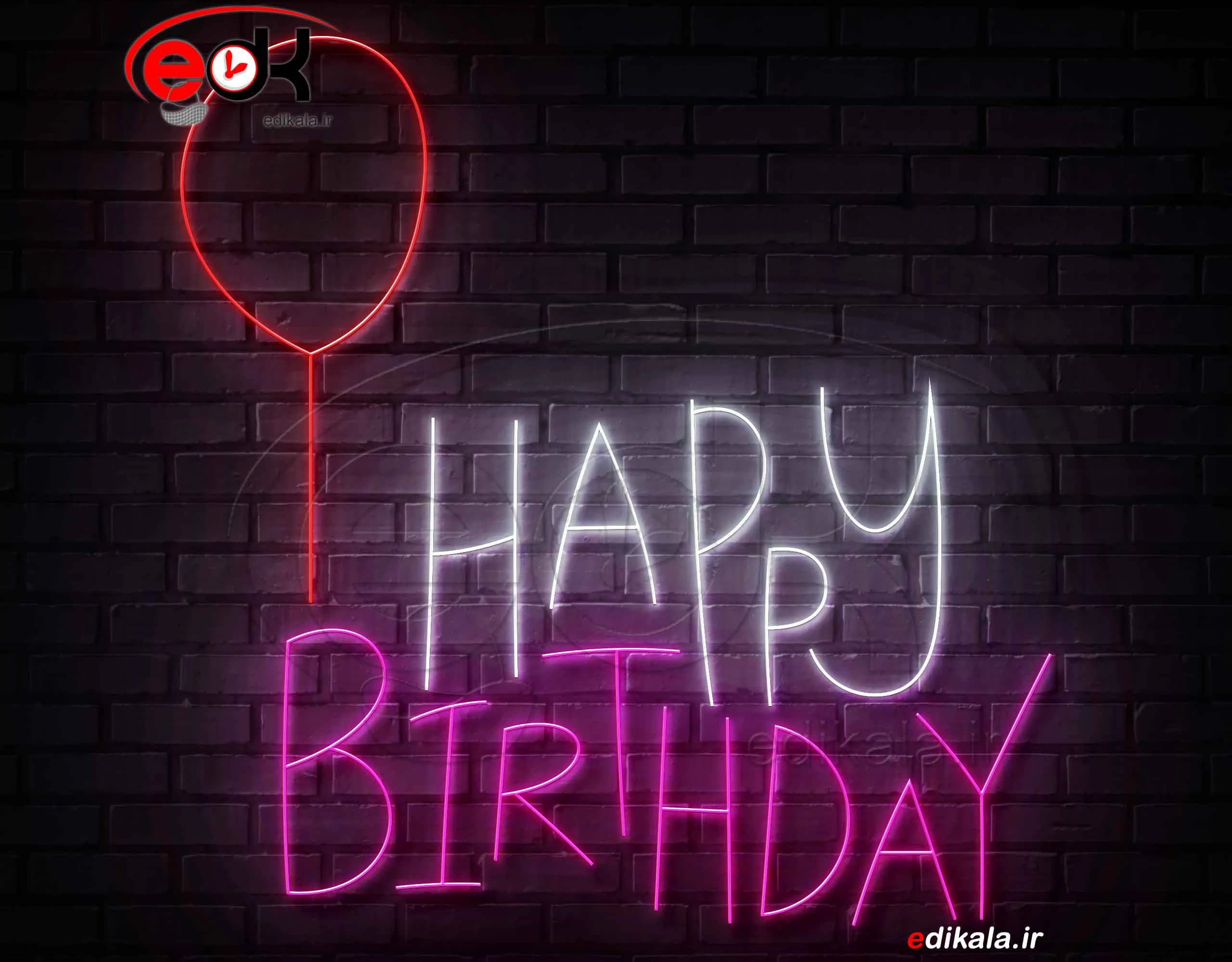 تابلو نئون طرح happy birthday شماره 14 در ابعاد مختلف+ترانس