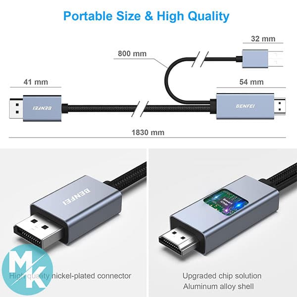 کابل تبدیل HDMI به Display-Port برند BENFEI مدل B-344gray — تصویر ۲