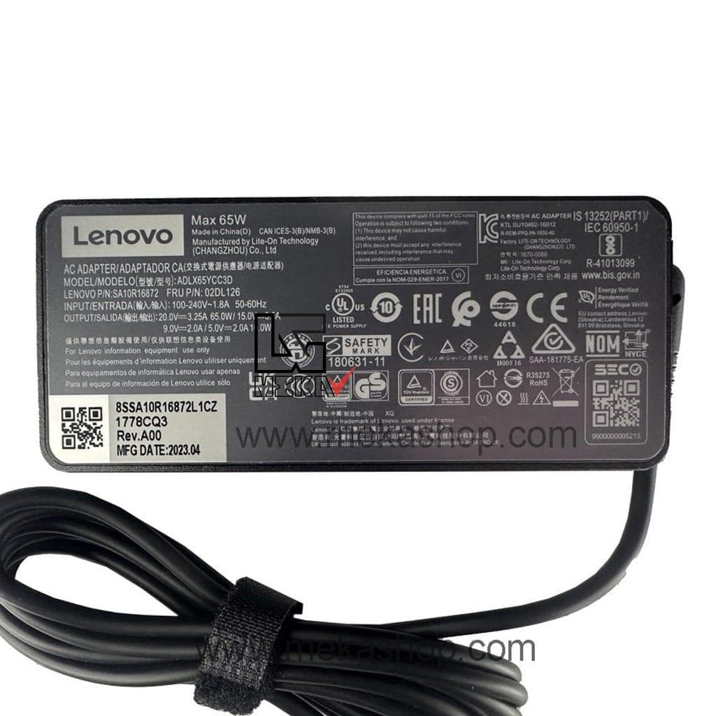 شارژر آداپتور اورجینال لپ تاپ لنوو Lenovo 20V 3.25A TypeC 65W — تصویر ۲