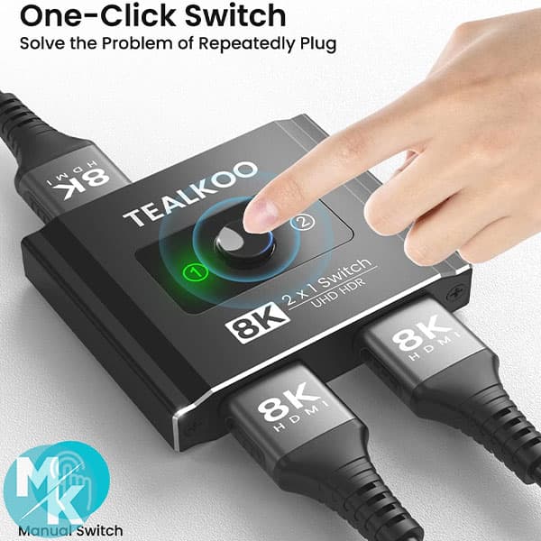 سوئیچ اسپلیتر 1 به 2 پورت HDMI 8K برند TEALKOO مدل HW-013 — تصویر ۶