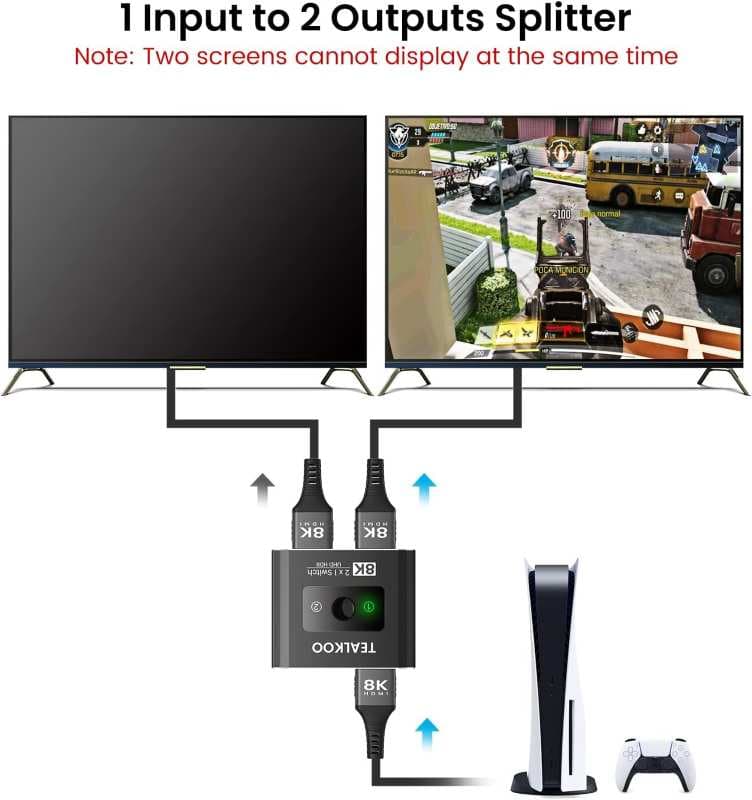 سوئیچ اسپلیتر 1 به 2 پورت HDMI 8K برند TEALKOO مدل HW-013 — تصویر ۱۰