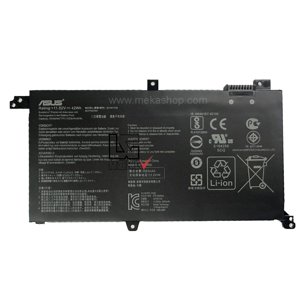 باتری اورجینال لپ تاپ ایسوس Asus K571 مدل B31N1732