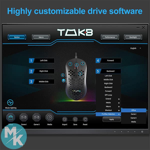 ماوس گیمینگ سیم دار برند TMKB مدل M1 SE — تصویر ۳