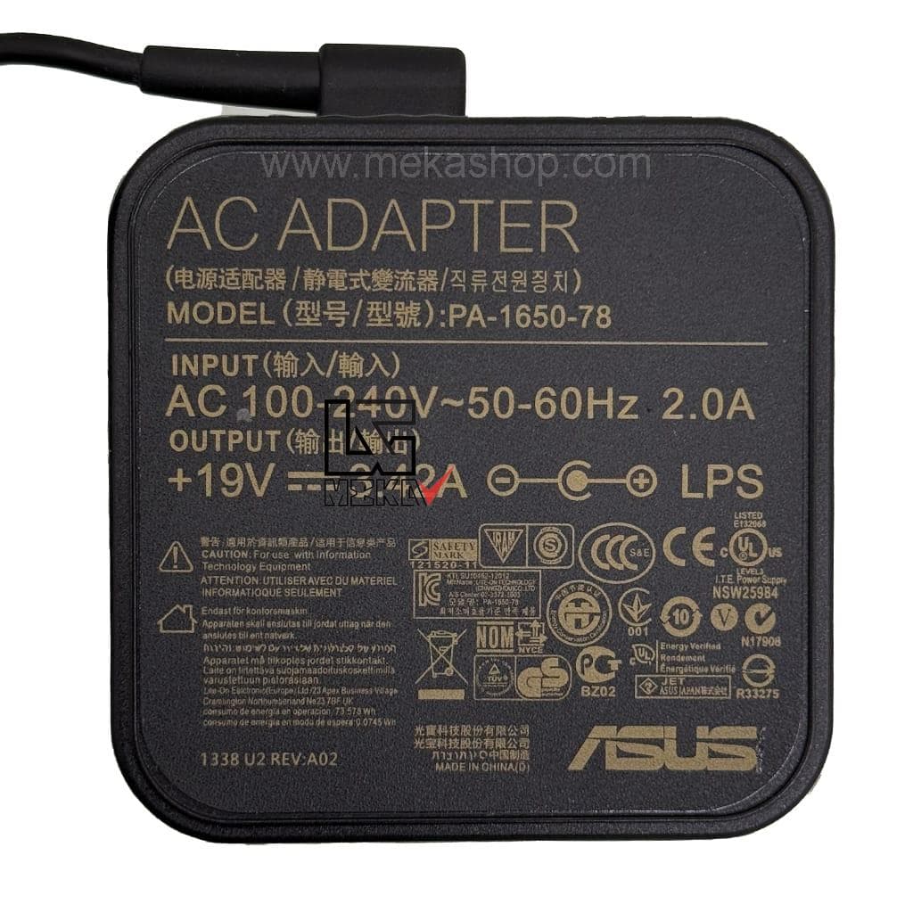 شارژر آداپتور اورجینال لپ تاپ ایسوس Asus 19V 3.42A Pin 4.0*1.35 Square — تصویر ۲