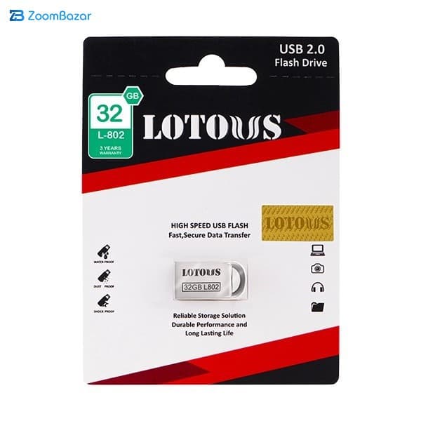 فلش مموری لوتوس مدل L-802 ظرفیت 32گیگابایت بارابطUSB2.0 — تصویر ۲