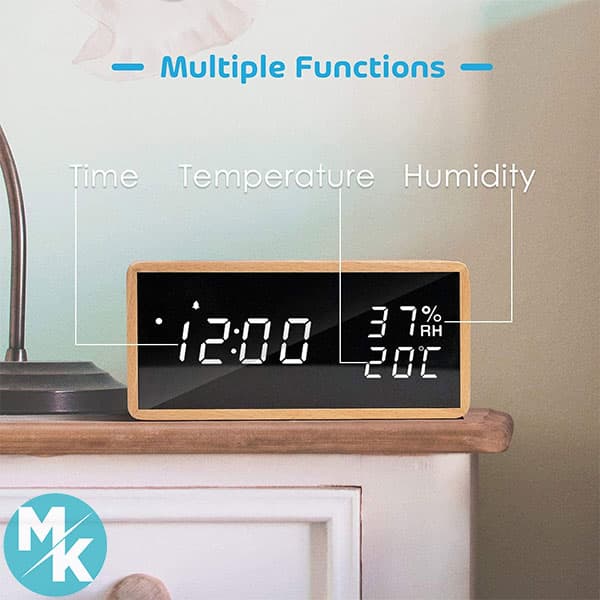 ساعت دیجیتالی رومیزی برند muenfly مدل چوبی — تصویر ۴