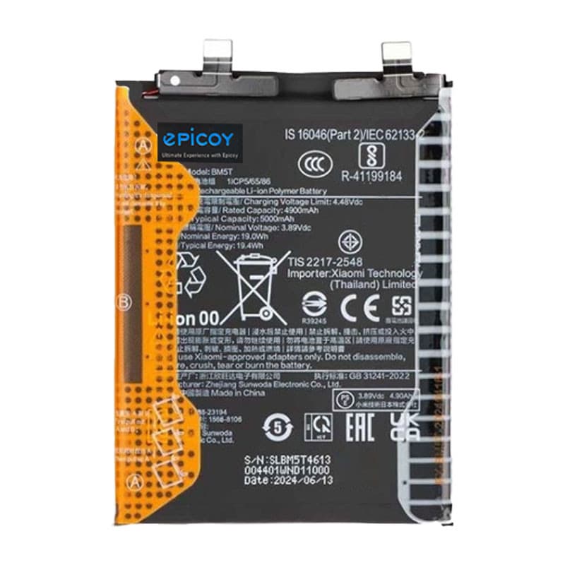 باتری موبایل اپیکوی مدل Gorillomi-BM5T-EAS ظرفیت 5000 میلی آمپر ساعت سازگار با گوشی موبایل شیائومی Mi 13T/ Poco X6 Pro/ Redmi Note 13 Pro 4G