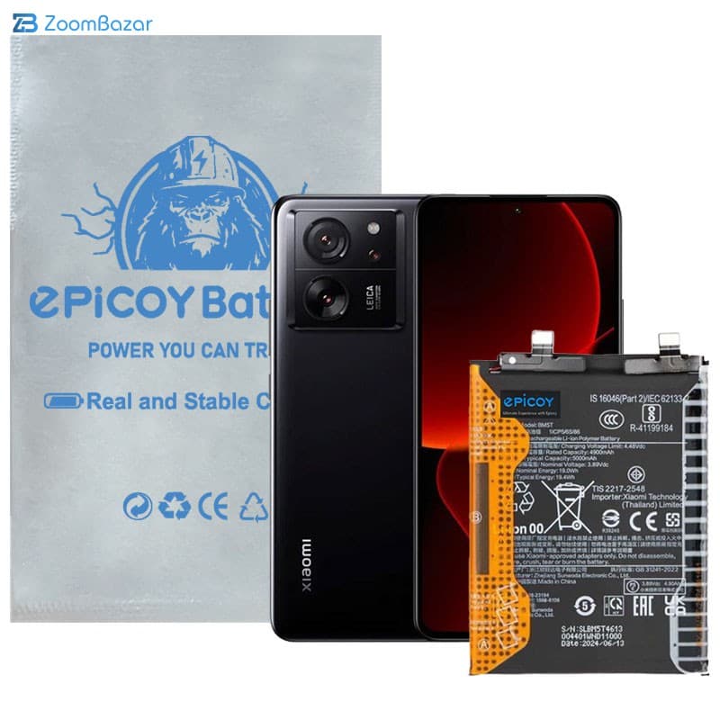 باتری موبایل اپیکوی مدل Gorillomi-BM5T-EAS ظرفیت 5000 میلی آمپر ساعت سازگار با گوشی موبایل شیائومی Mi 13T/ Poco X6 Pro/ Redmi Note 13 Pro 4G — تصویر ۲