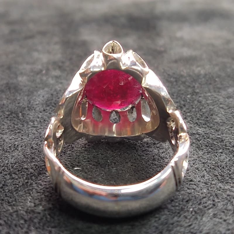 انگشتر مردانه یاقوت سرخ طبیعی موزامبیک رکاب دستساز | هدیه تولد | کادو روز مرد | انگشتر لاکچری | اصل — تصویر ۳