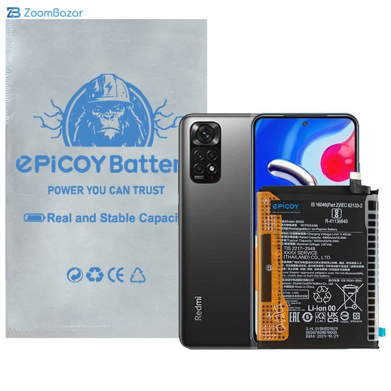 باتری موبایل اپیکوی مدل Gorillomi-BN5D-EAS ظرفیت 5000 میلی آمپر ساعت سازگار با گوشی موبایل شیائومی Poco M4 Pro/ Redmi Note 11/ Redmi Note 11E — تصویر ۲