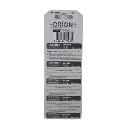 باتری ساعتی آلکالاین AG1 LR621 اوریون ORION | ورقه 10 تایی — تصویر ۲