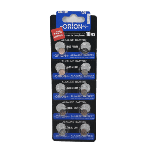 باتری ساعتی آلکالاین AG3 LR41 اوریون ORION | ورقه 10 تایی