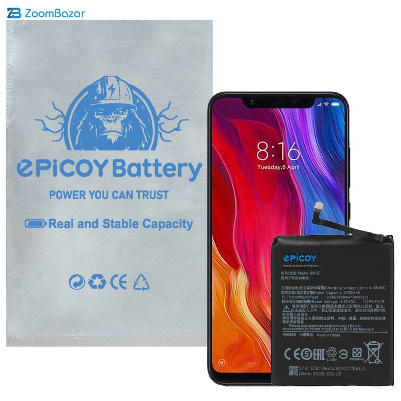 باتری موبایل اپیکوی مدل Gorillaomi-BM3E-EAS ظرفیت 3400 میلی آمپر ساعت سازگار با گوشی موبایل شیائومی Mi 8 — تصویر ۲