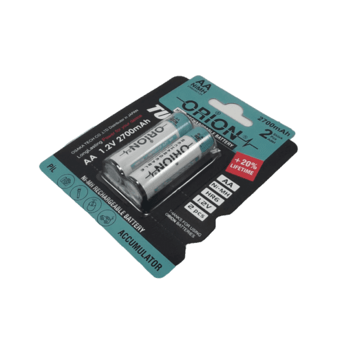 باتری قلمی شارژی 1.2V 2700mAh اوریون ORION | کارت دوتایی | AA — تصویر ۳