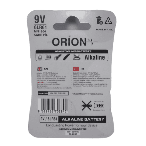 باتری کتابی آلکالاین 9 ولتی اوریون ORION — تصویر ۲