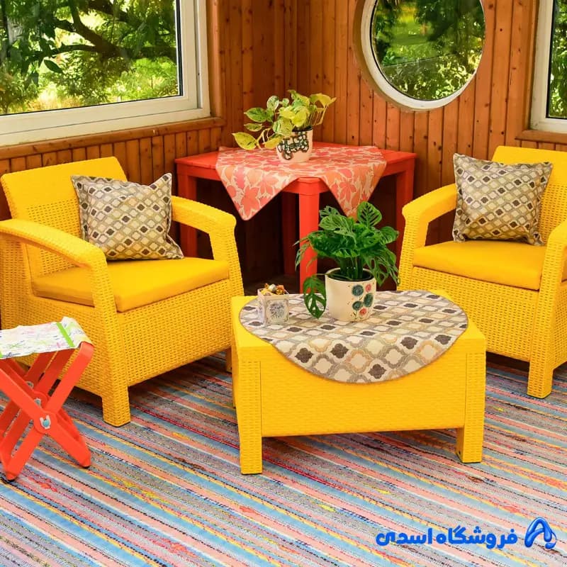 ست مبلمان چهار نفره باغی و ویلایی مدل حصیری — تصویر ۳