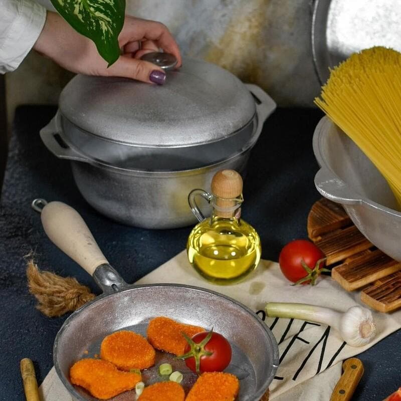 سرویس قابلمه و تابه روسی نچسب | مدل استوا آلومینیوم برای سفرهای طبیعت — تصویر ۲