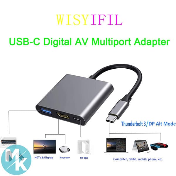آداپتور HDMI به پورت شارژ USB 3.1 Type-C FVKN برند WISYIFIL — تصویر ۲