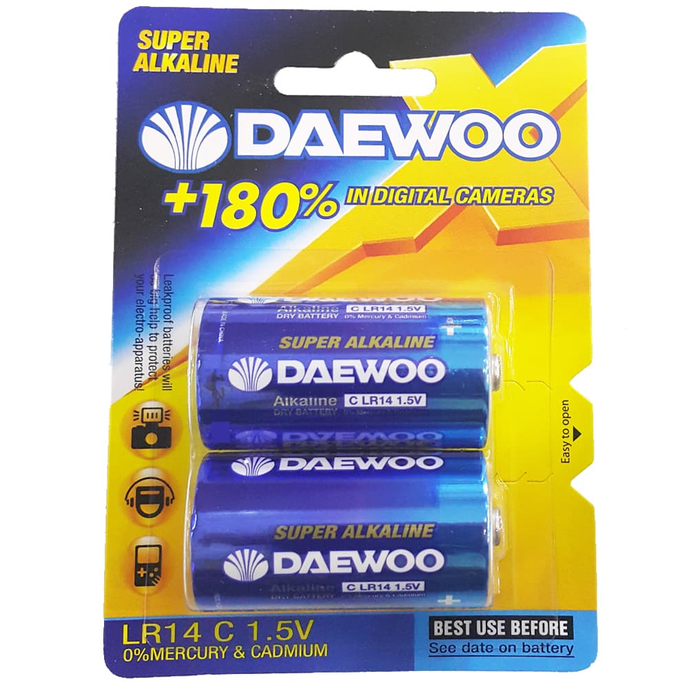 باتری متوسط (سایز C) دوو (DAEWOO BATTERY) آلکالاین 2 عددی