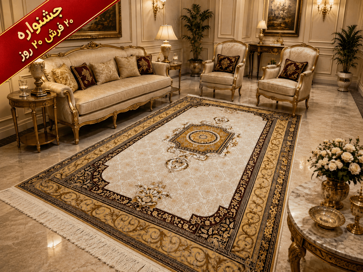 فرش ابریشم گونه ماشینی اعلا کد 650004