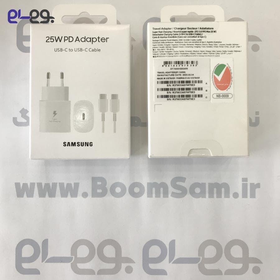 شارژر سوپر فست 25 وات 2 پین سامسونگ Samsung Super Fast Charge 25Watt EP-TA800 با کابل دو سر Type-C ساخت ویتنام — تصویر ۸