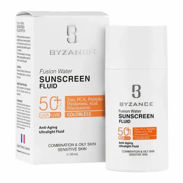 فلوئید ضدآفتاب بیرنگ فیوژن واتر SPF50 بیزانس 50ml — تصویر ۲