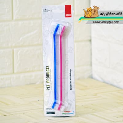 مسواک سگ و گربه ست دوتایی مسواک دو طرفه (حمایتی) کد P10
