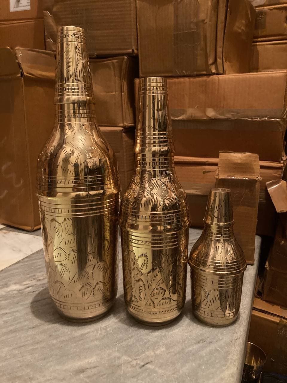 بطري برنجي هندي قلم دست 33