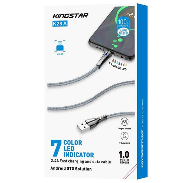 کابل شارژ 1 متری microUSB کینگ استار K28 A — تصویر ۴
