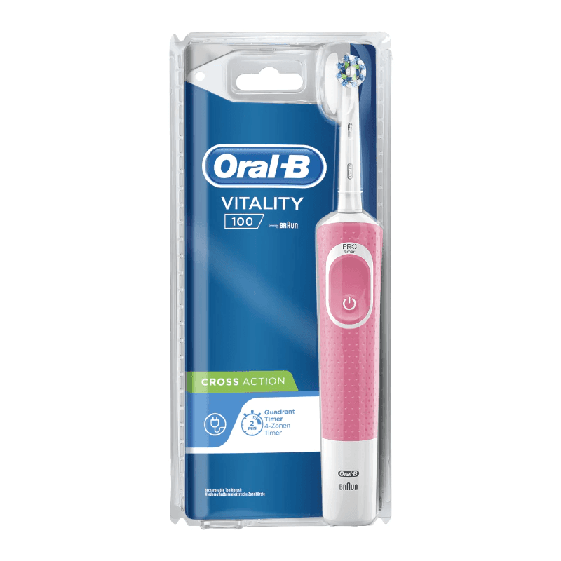 مسواک برقی اورال بی VITALITY 100 مدل کراس اکشن رنگ صورتی