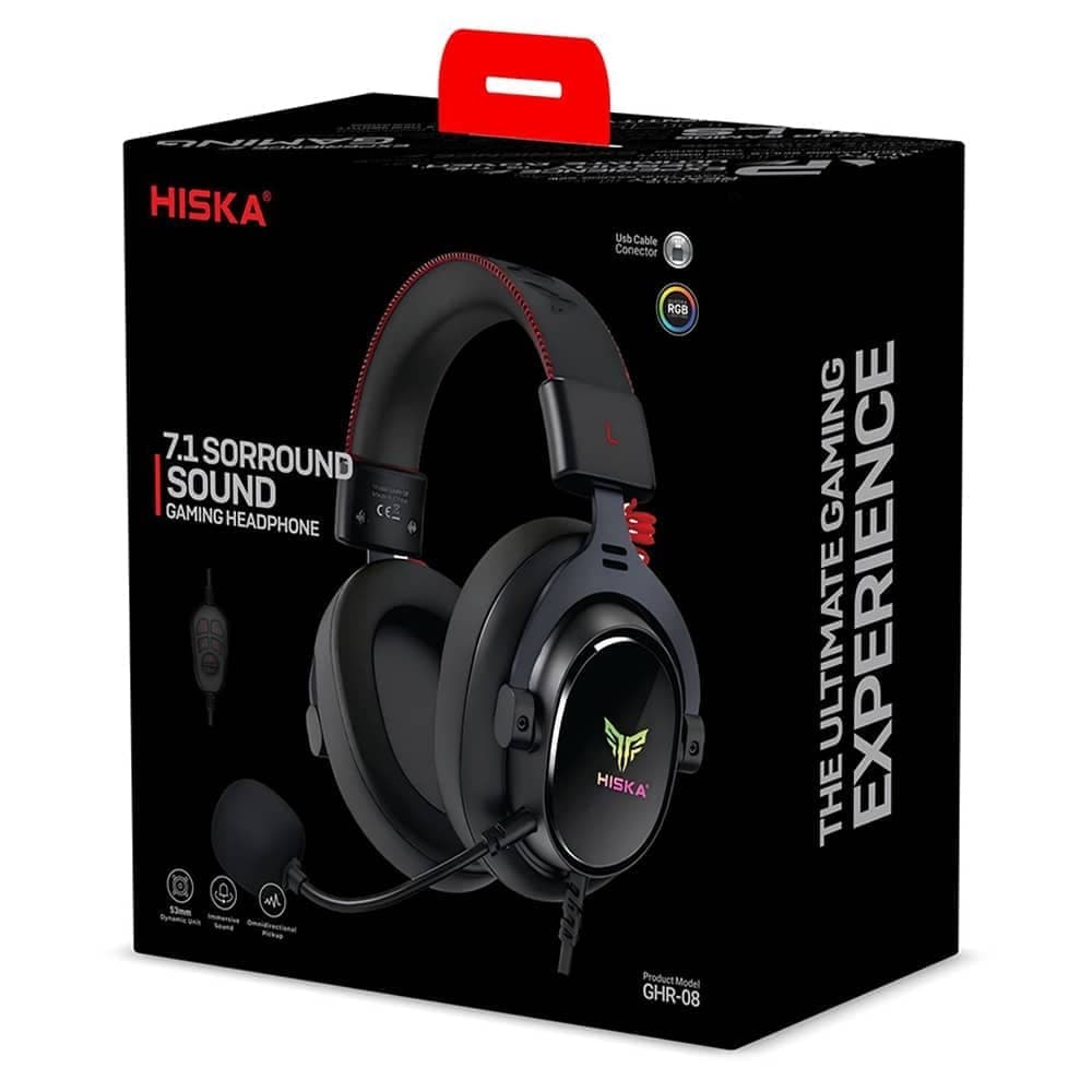 هدست HISKA Gaming GHR 08 7.1 USB-A مشکی — تصویر ۲