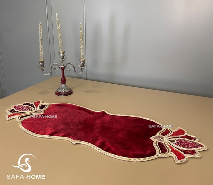 سرویس رومیزی مخمل 4 تکه افسون جواهر دوزی — تصویر ۲