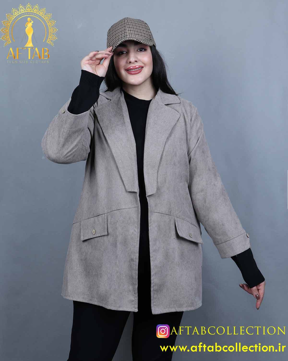 مانتو کتی مخمل کبریتی سایزبزرگ 6171 — تصویر ۶