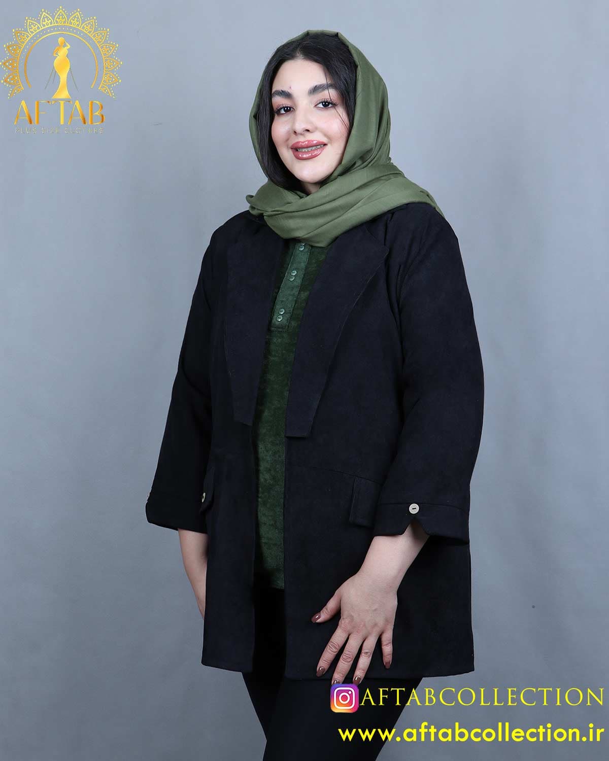 مانتو کتی مخمل کبریتی سایزبزرگ 6171 — تصویر ۴