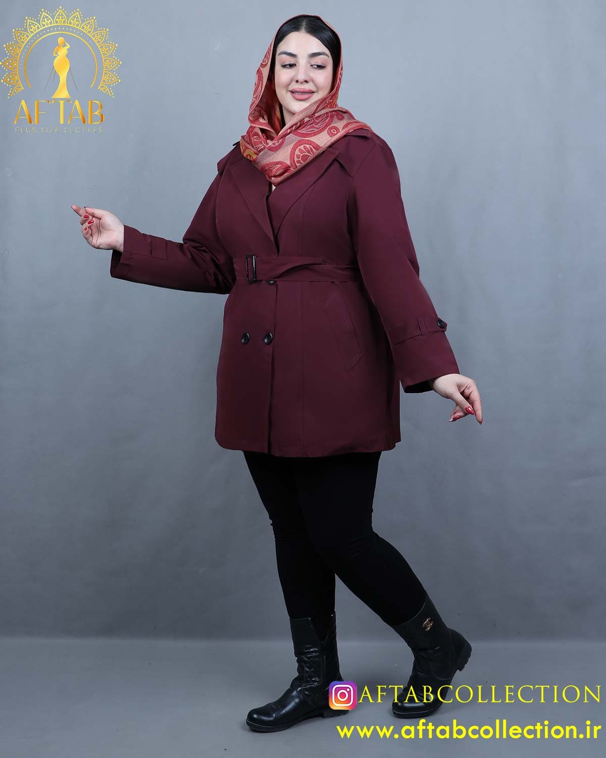 بارانی یقه انگلیسی 4 دکمه سایزبزرگ 6110 — تصویر ۸