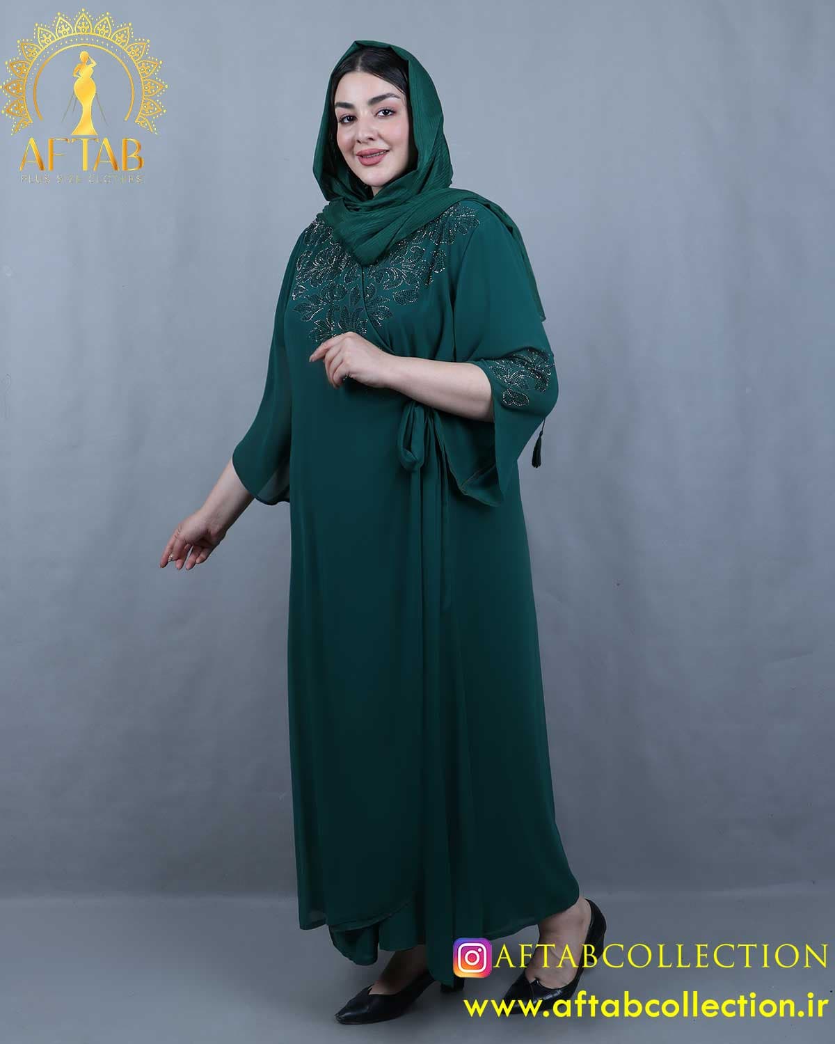 پیراهن مجلسی عبایی سایزبزرگ 6072 — تصویر ۵