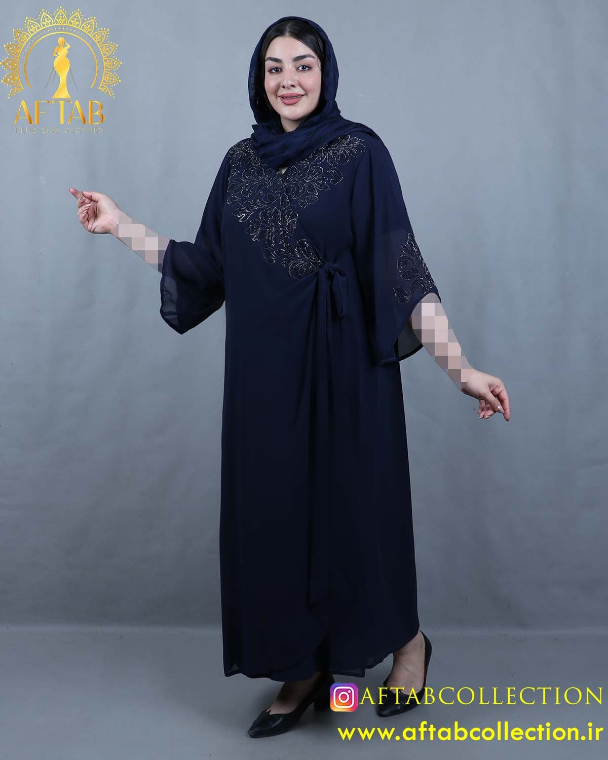 پیراهن مجلسی عبایی سایزبزرگ 6072 — تصویر ۳