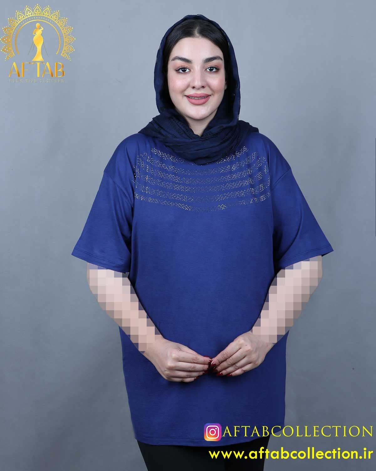 تیشرت نگین سطری سایزبزرگ 5515 — تصویر ۲