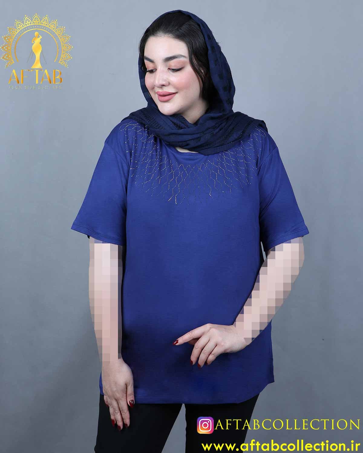 تیشرت نگین آبشاری لوزی سایزبزرگ 5515 — تصویر ۳